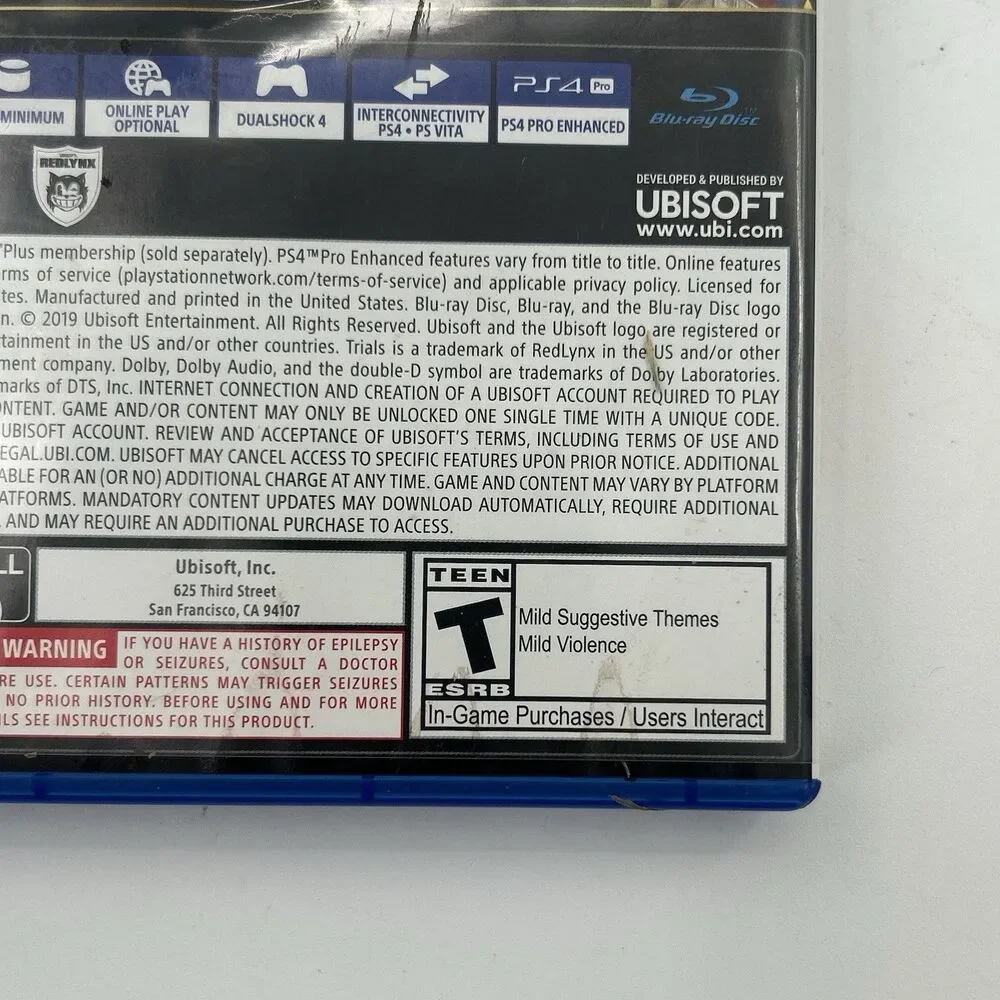 Trials Rising Gold Edition Sony PlayStation 4 PS4 Game Disc Case & Sticker Book